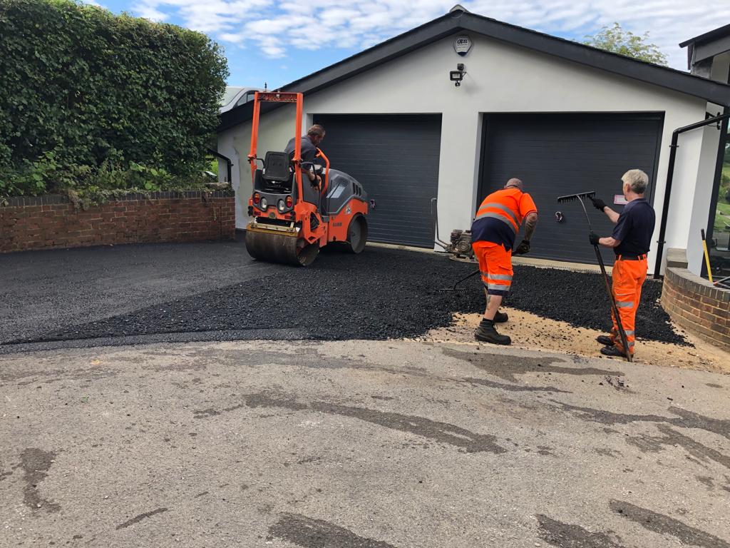 This is a photo of a bitumen driveway which is in the process of being installed by Berri Road Tech SA